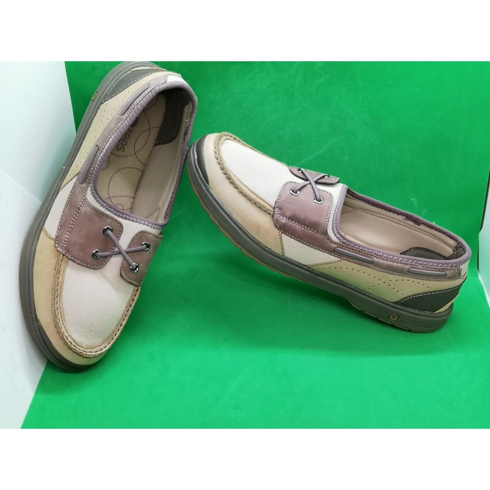 BZEES Shoes Women Size 10 Medium Beige Brown Leather Boat Shoes NEW